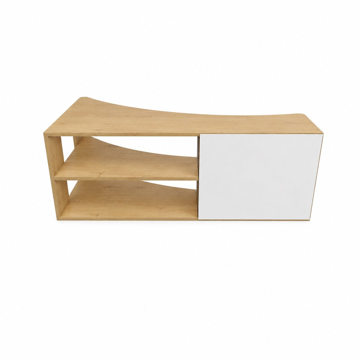Termera Reversible Corner TV Stand with Storage for TVs up to 60 inches, Sapphire Oak & White