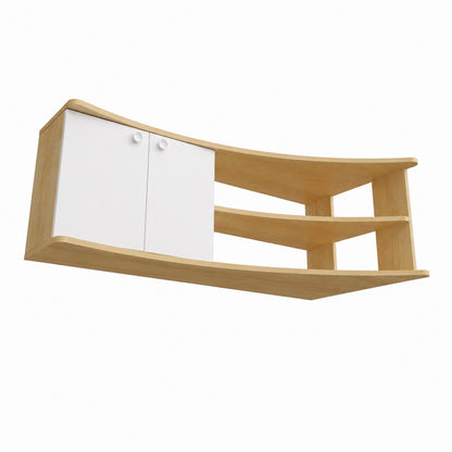 Termera Reversible Corner TV Stand with Storage for TVs up to 60 inches, Sapphire Oak & White