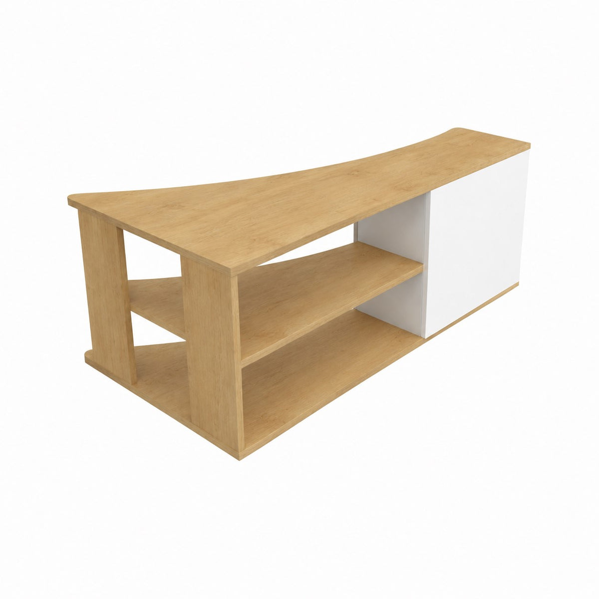 Termera Reversible Corner TV Stand with Storage for TVs up to 60 inches, Sapphire Oak & White