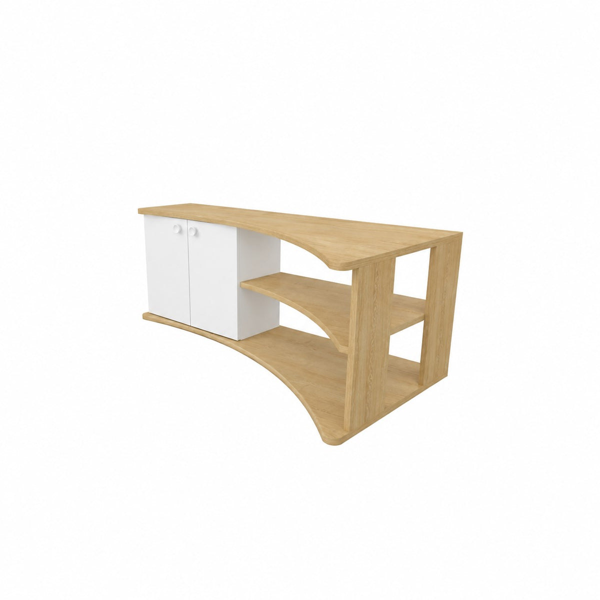 Termera Reversible Corner TV Stand with Storage for TVs up to 60 inches, Sapphire Oak & White