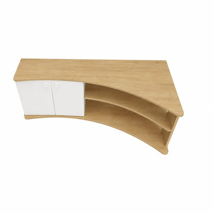 Termera Reversible Corner TV Stand with Storage for TVs up to 60 inches, Sapphire Oak & White