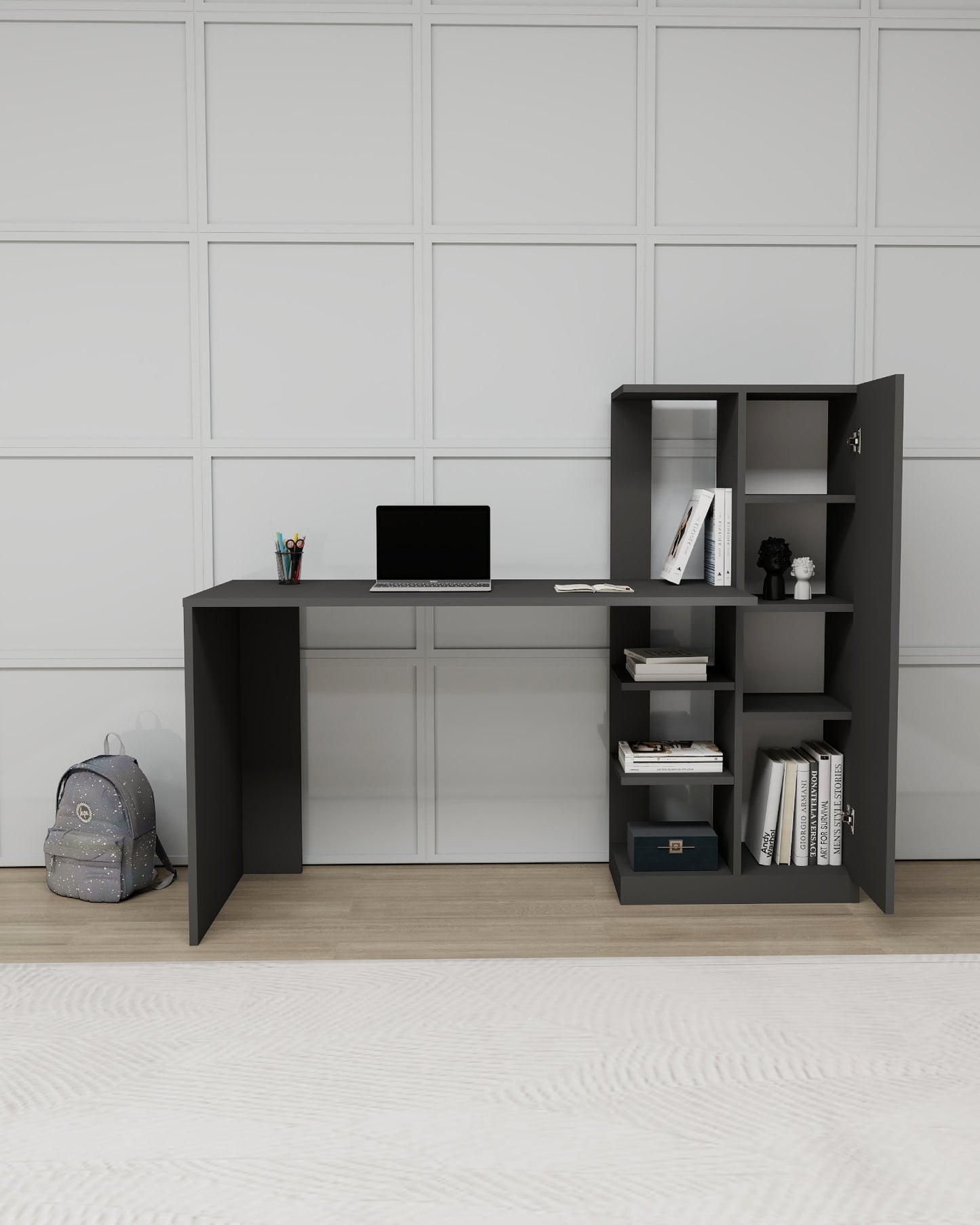 Yagiz Computer Desk with Cabinet & Shelves