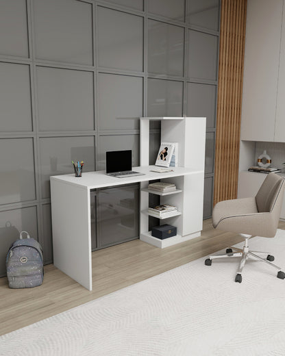 Bureau informatique Yagiz avec armoire et étagères