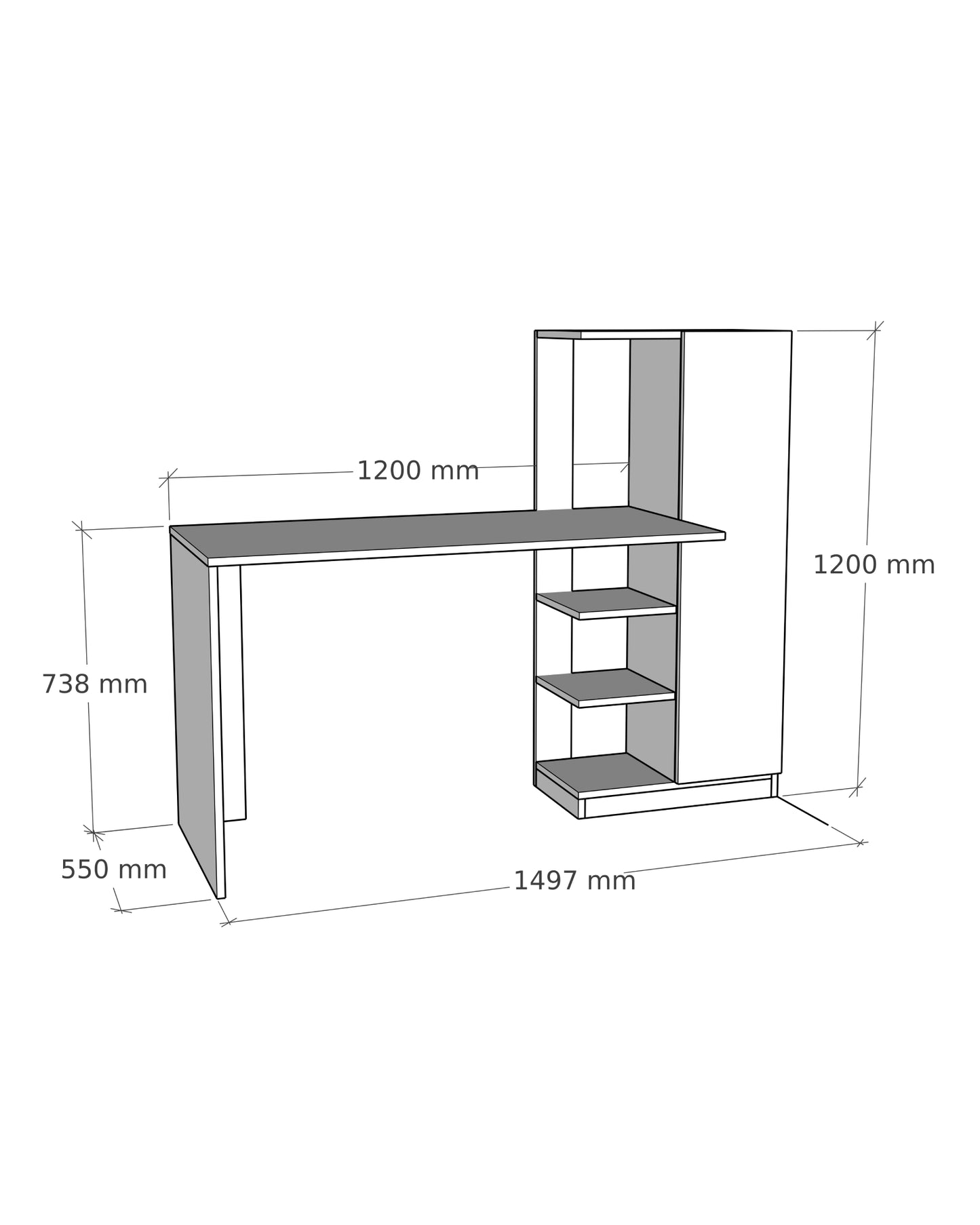 Yagiz Computer Desk with Cabinet & Shelves