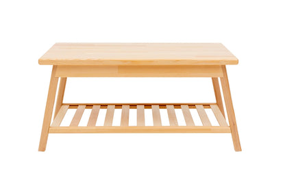 Solid Pine Wood Handmade Coffee Table with Storage Shelf Ayla
