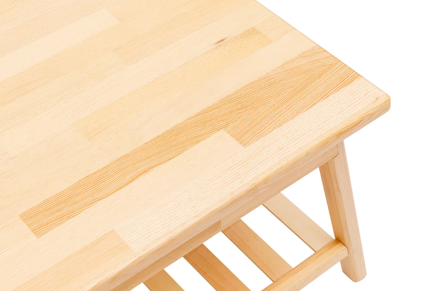 Ayla Solid Pine Wood Handmade Coffee Table with Storage Shelf
