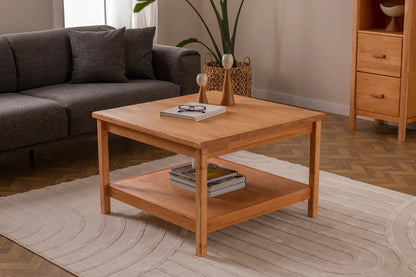 Dawn Solid Pine Wood Handmade Coffee Table with Storage Shelf for Living Room, Home & Office