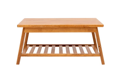 Solid Pine Wood Handmade Coffee Table with Storage Shelf Ayla