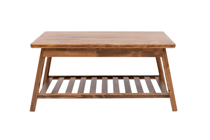 Ayla Solid Pine Wood Handmade Coffee Table with Storage Shelf