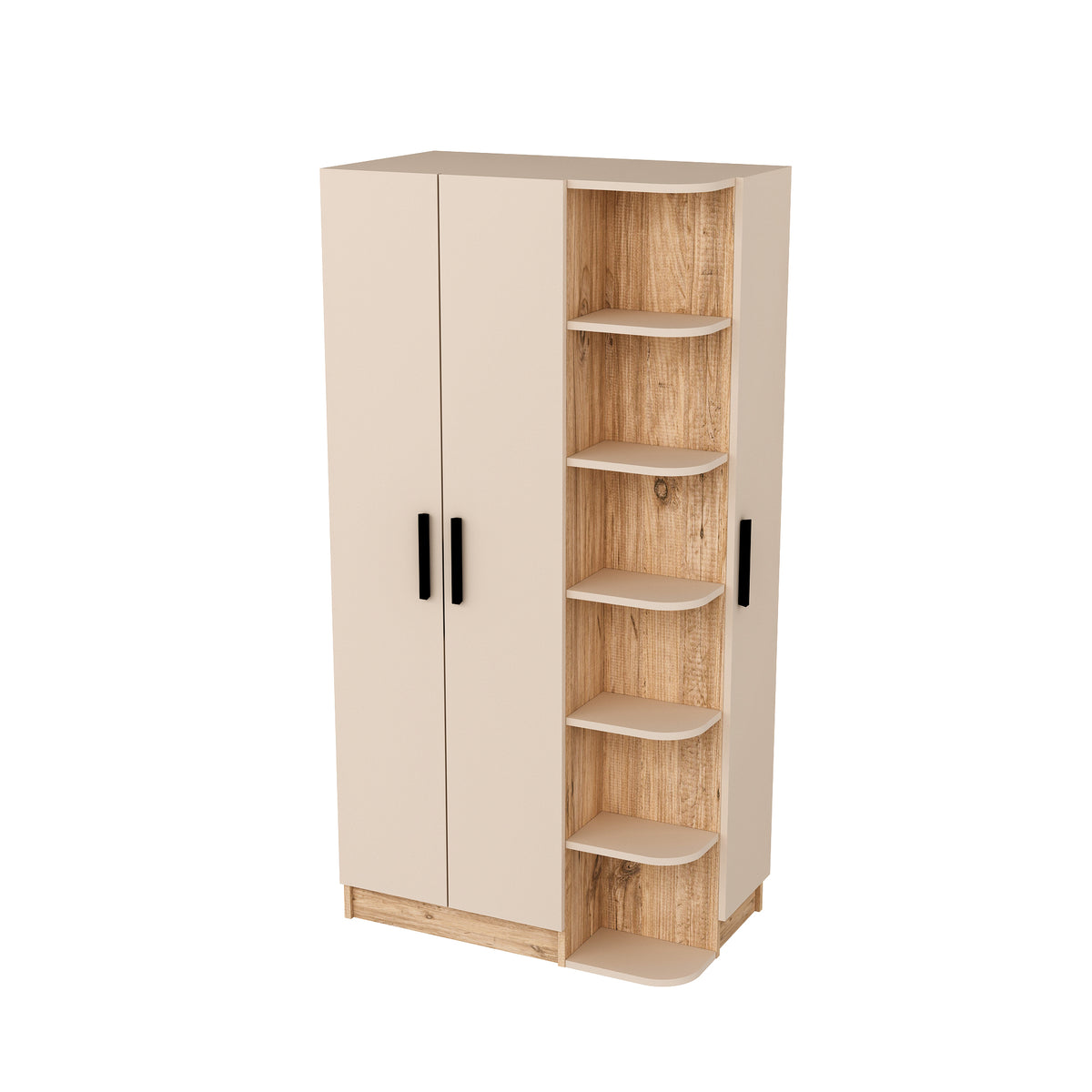 Luses corner wardrobe in Atlantic Pine & Beige – front view