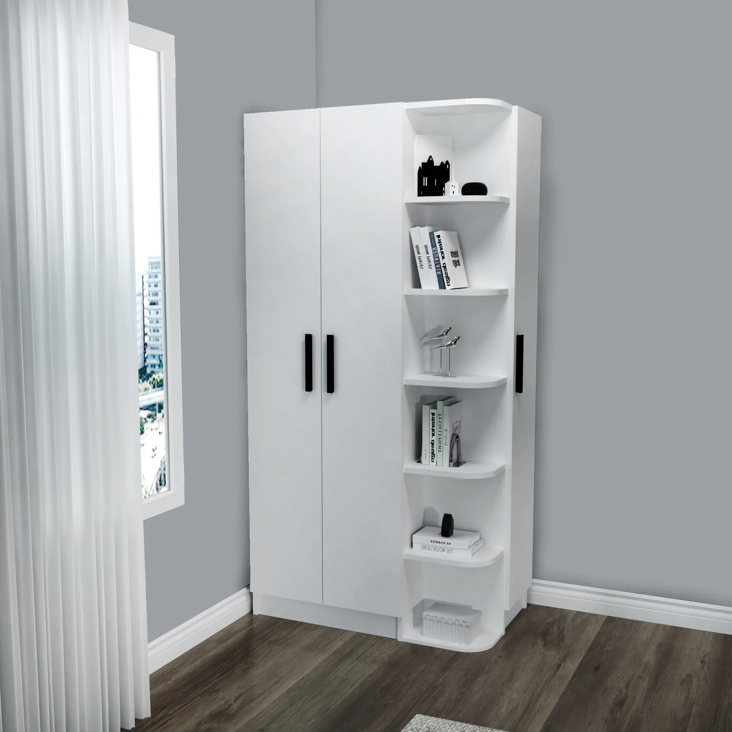 Armoire compacte Lelia avec armoires et étagères