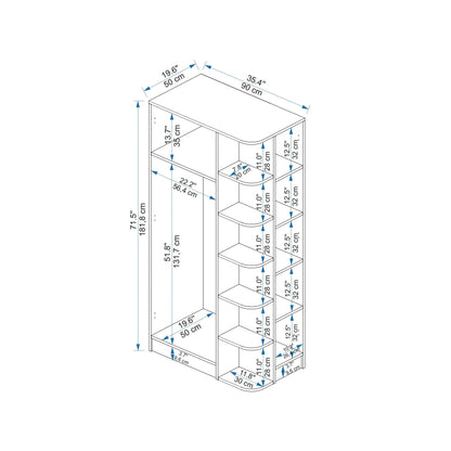 Illustration with measurements for the product: PAX / Luses corner wardrobe / Destina Home