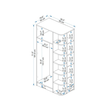 Illustration with measurements for the product: PAX / Luses corner wardrobe / Destina Home