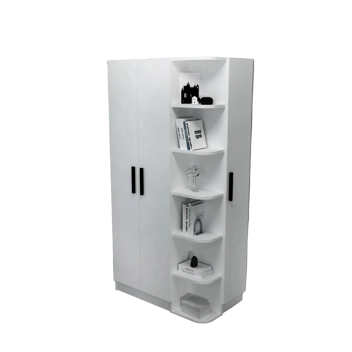Luses corner wardrobe in White on clean white background