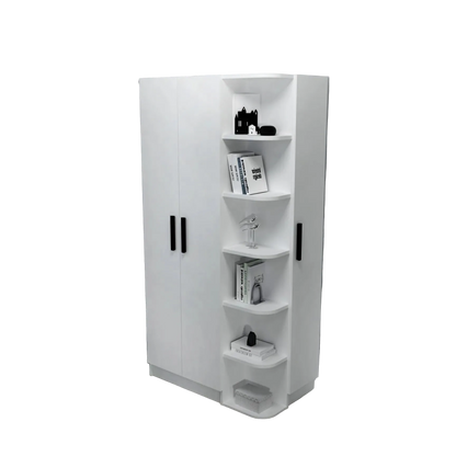 Luses corner wardrobe in White on clean white background