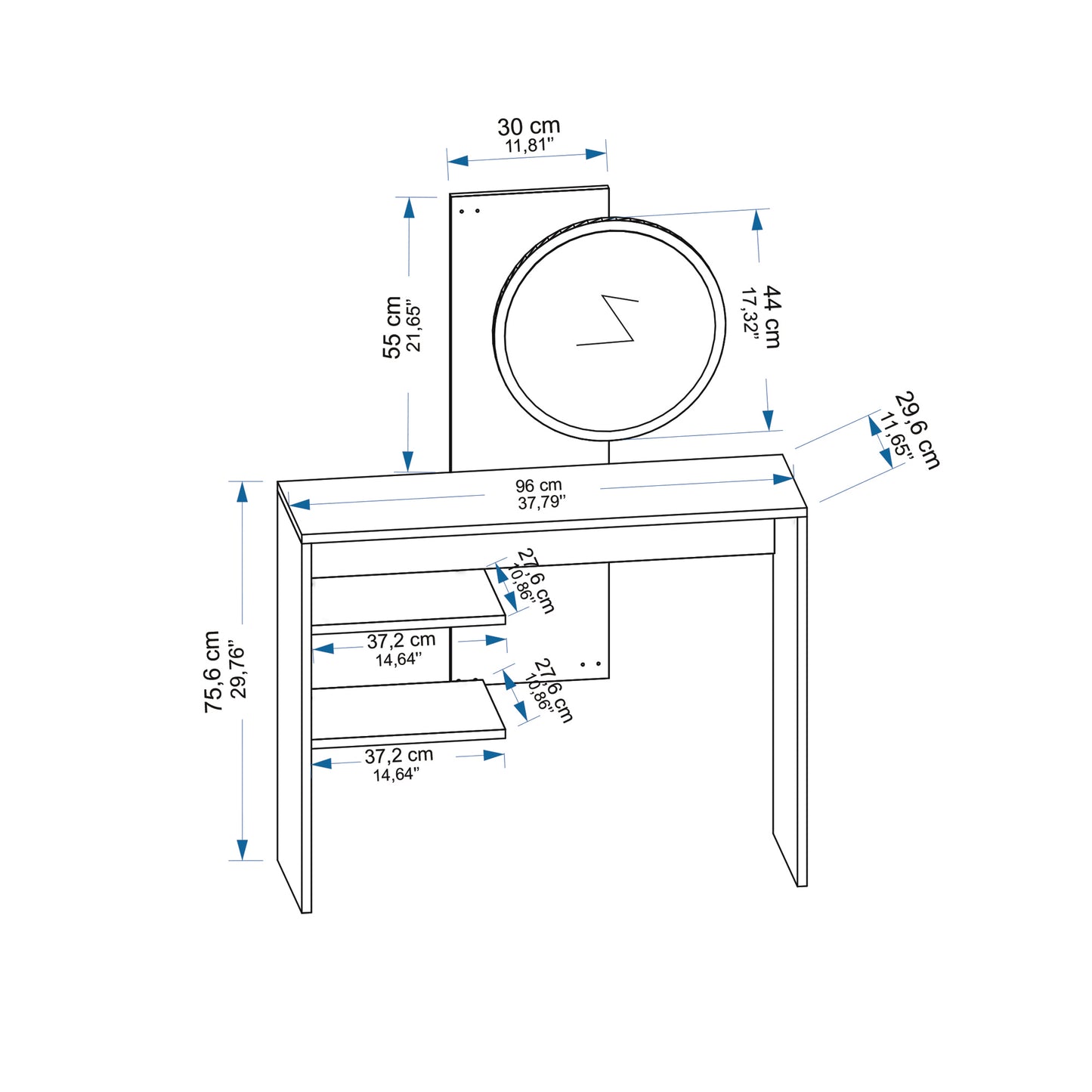 Dali Freestanding Makeup Vanity Table with Mirror