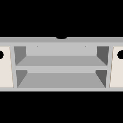 Joe Floating TV Stand with Shelves, Cabinets and Cable Management for TVs up to 60 inches - Atlantic Pine and Beige