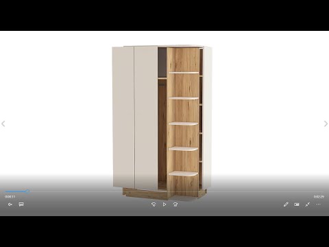 Luses corner wardrobe video Atlantic Pine & Beige – angled view 