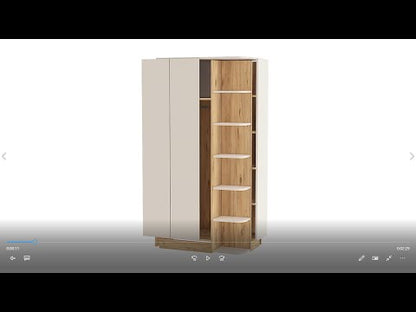 Luses corner wardrobe video Atlantic Pine & Beige – angled view 