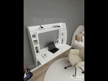 Buglem Floating Computer Desk with Shelves