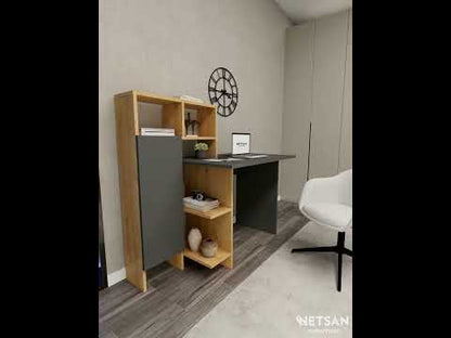 Bugra Computer Desk with Integrated Shelves and Cabinet