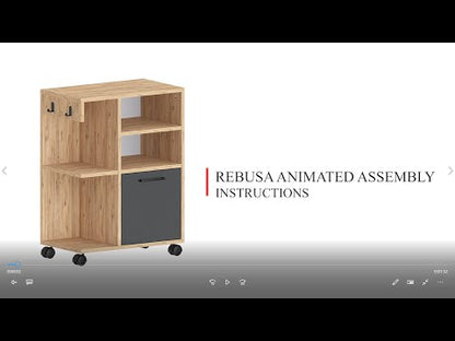 Rebusa Multipurpose Mobile Storage Cabinet with Door, Shelves and Wheels