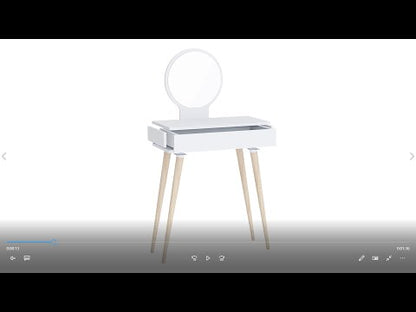 Mesa de tocador de maquillaje Siena con espejo y cajón