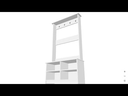 Porte-manteau de couloir moderne Napoli avec banc – Organiseur de rangement d'entrée avec 4 étagères, crochets en métal et rangement pour chaussures
