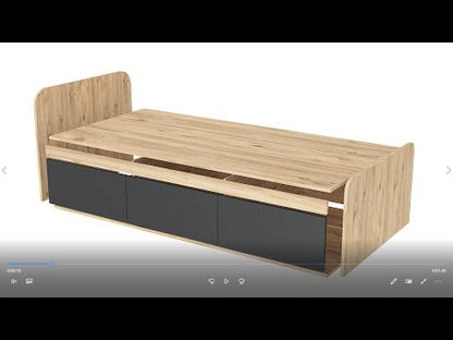 Akser Bedstead, Bed Frame with Headboard