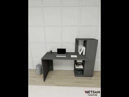 Bureau informatique Yagiz avec armoire et étagères