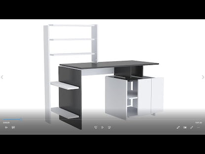 Melis Computer Desk with Cabinets and Shelves