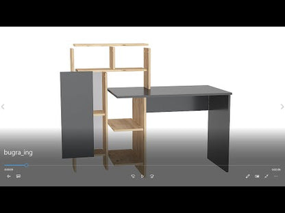 Bugra Computer Desk with Integrated Shelves and Cabinet