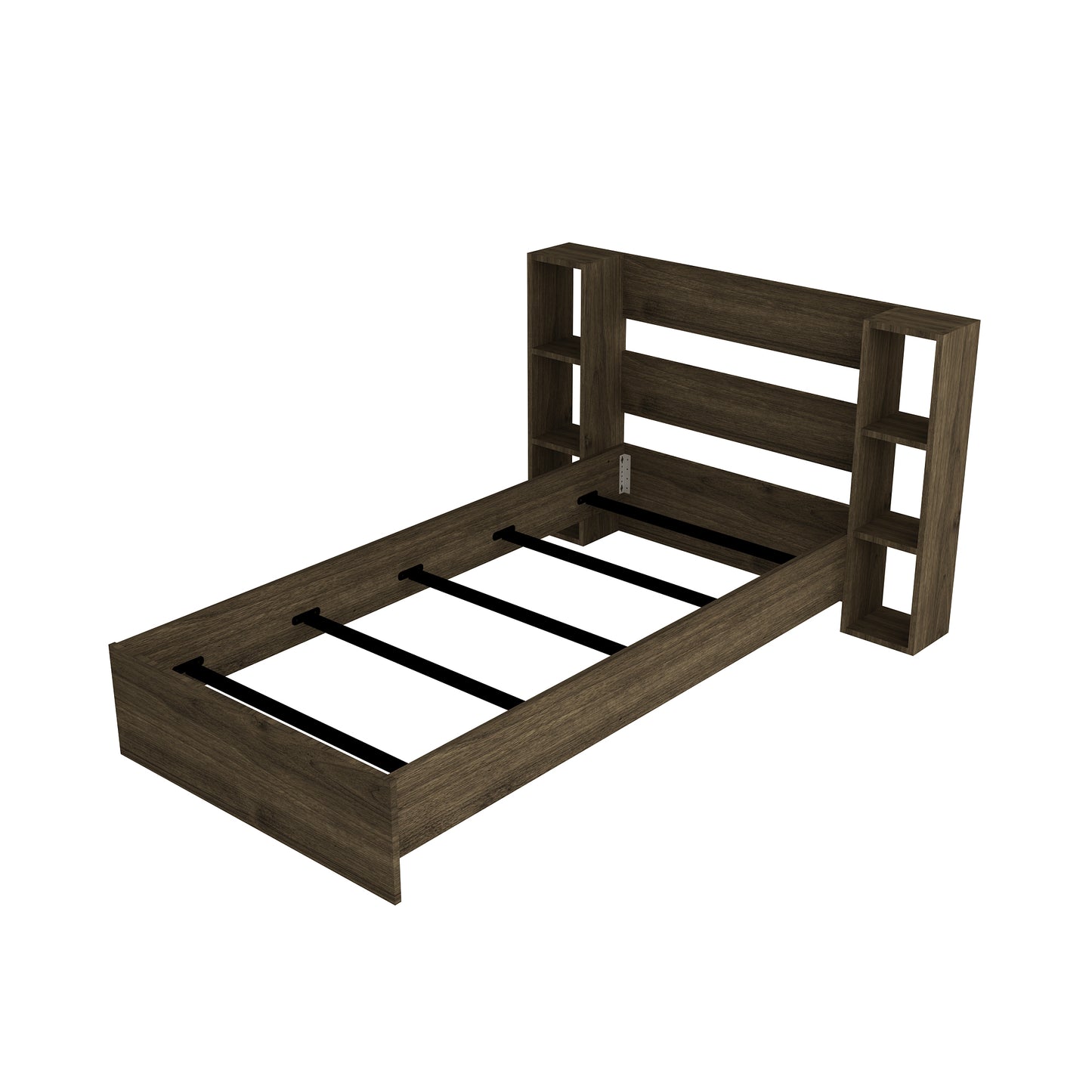 Bedstead Bed Frame with Metal Slats and Storage Shelves Erica