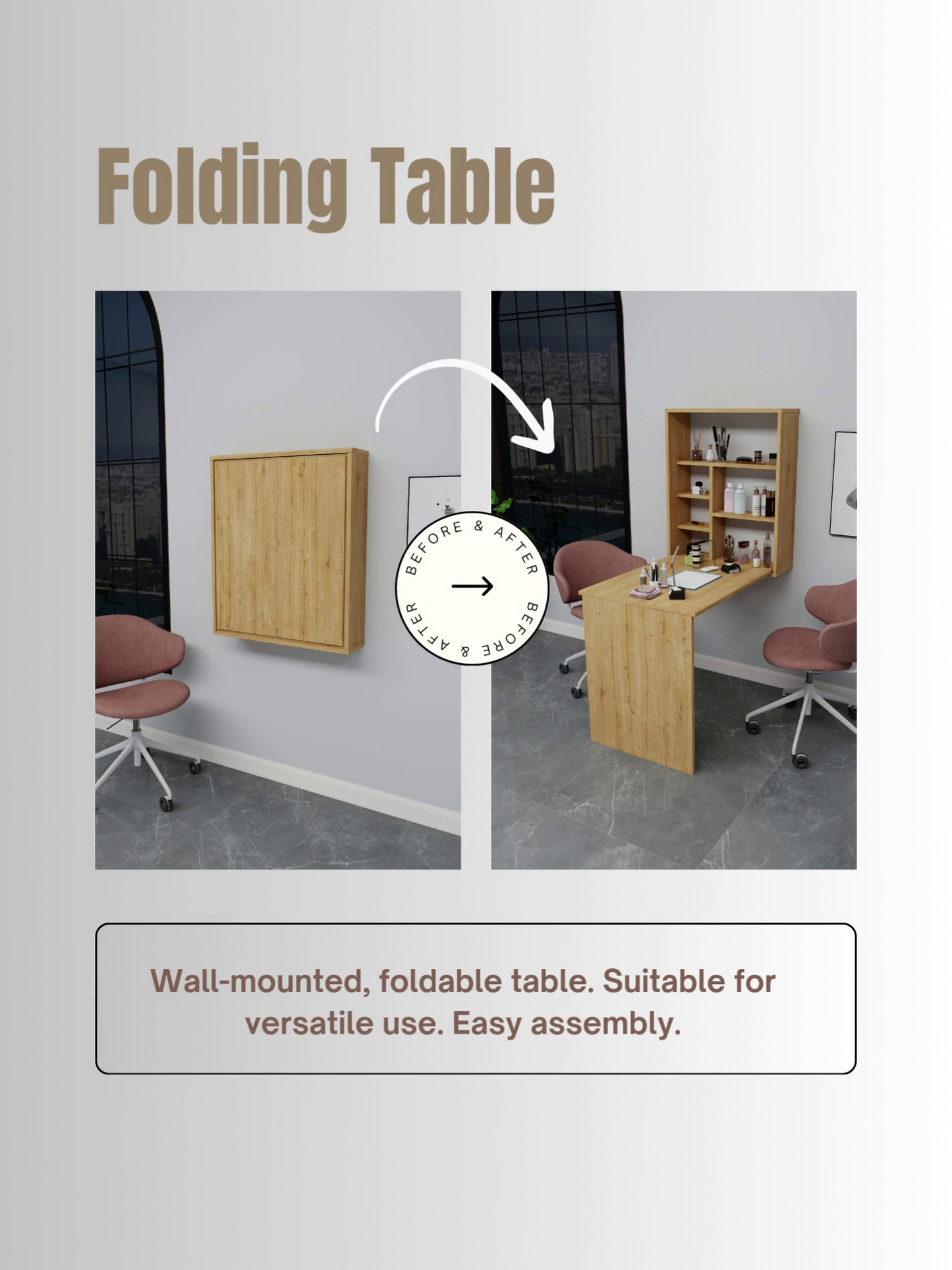 Sedir Foldable Desk with Shelves