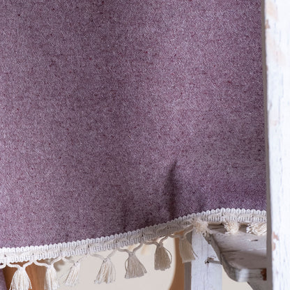 Plain Cotton Tablecloth with Pompom Edge