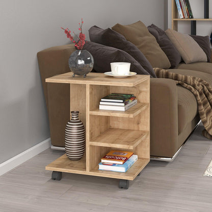 Barny Coffee Table with Storage Shelves and Wheels - Destina Home