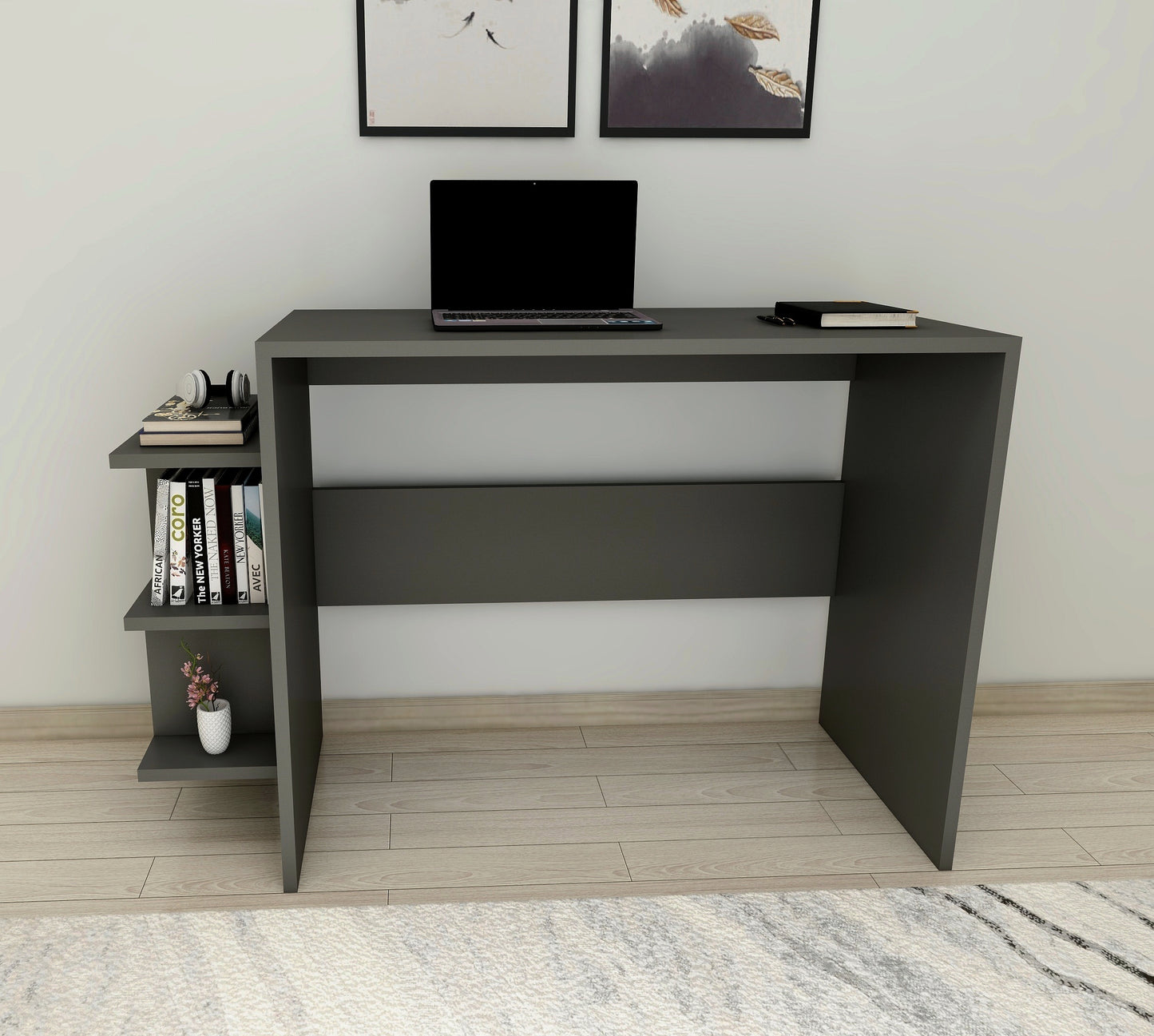 Vispo Computer Desk with Shelves