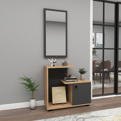 Ales Dresuar Console Table with Cabinet, Shelves and Mirror
