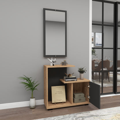 Ales Dresuar Console Table with Cabinet, Shelves and Mirror