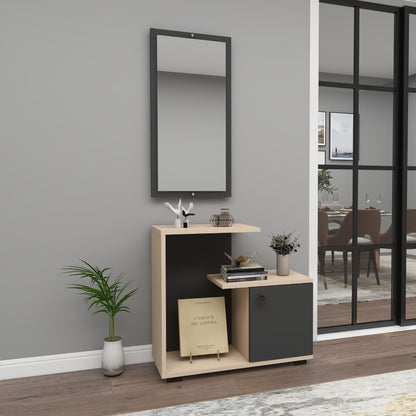 Ales Dresuar Console Table with Cabinet, Shelves and Mirror