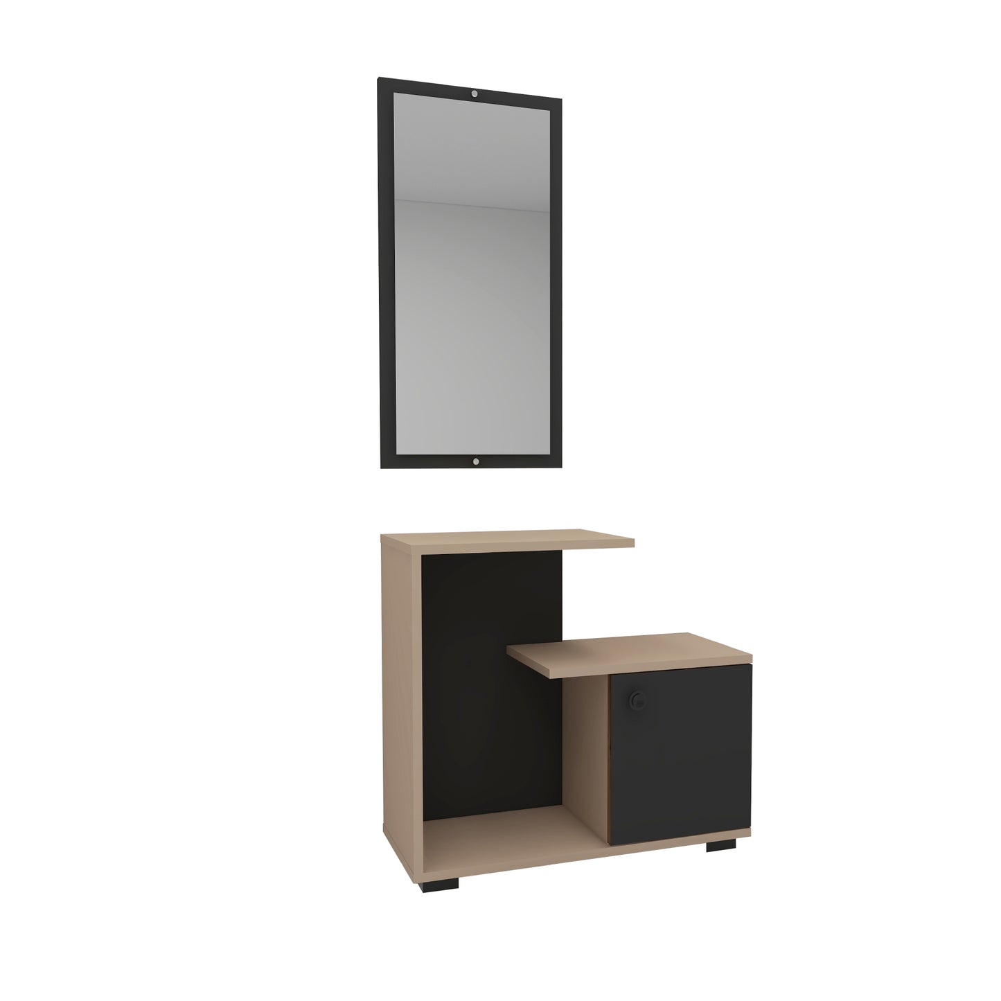 Ales Dresuar Console Table with Cabinet, Shelves and Mirror