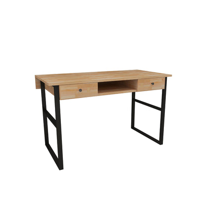 Solid Pine Wood Metal Frame Handmade Computer Desk with Drawers Elowen