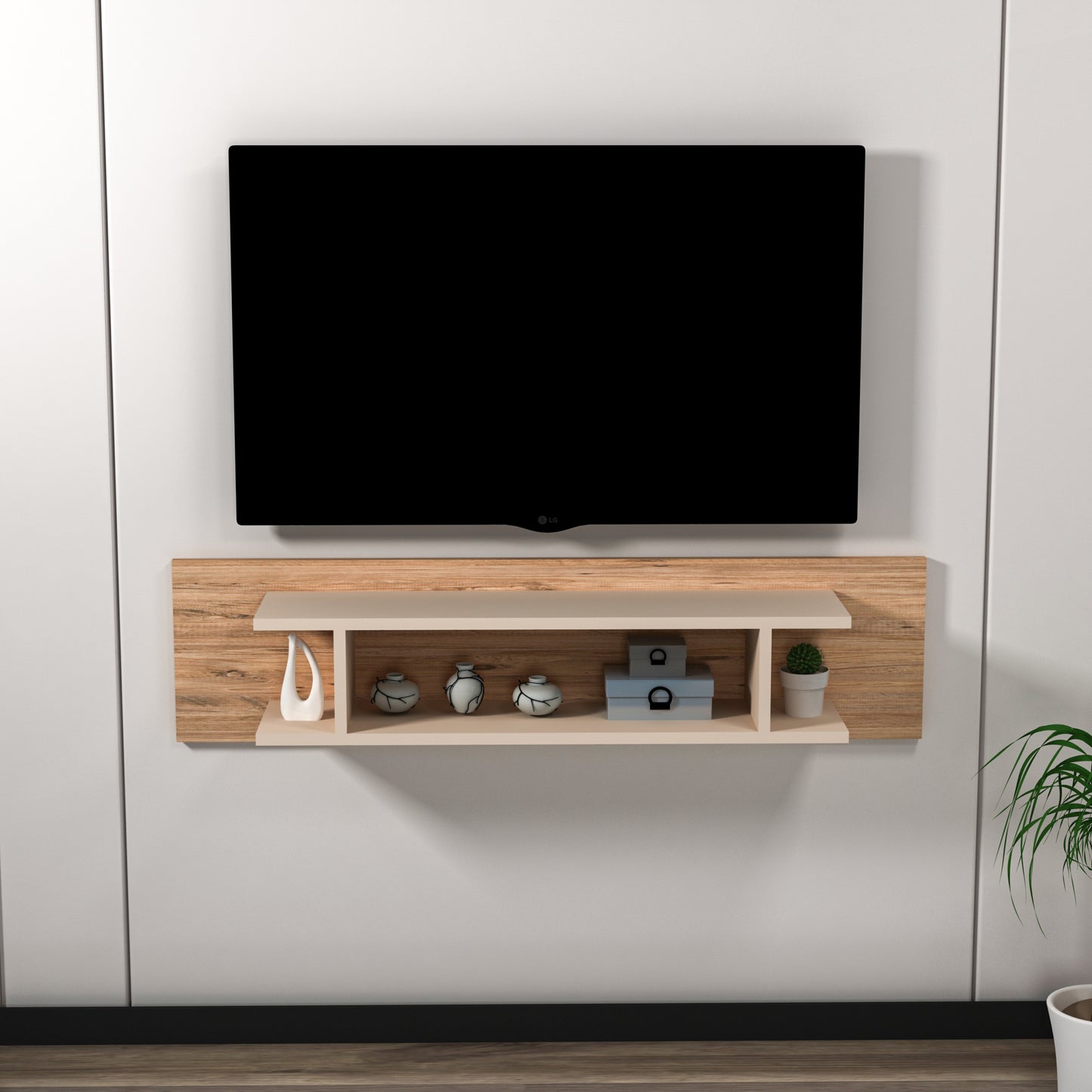 Amanda Floating TV Stand with Shelves