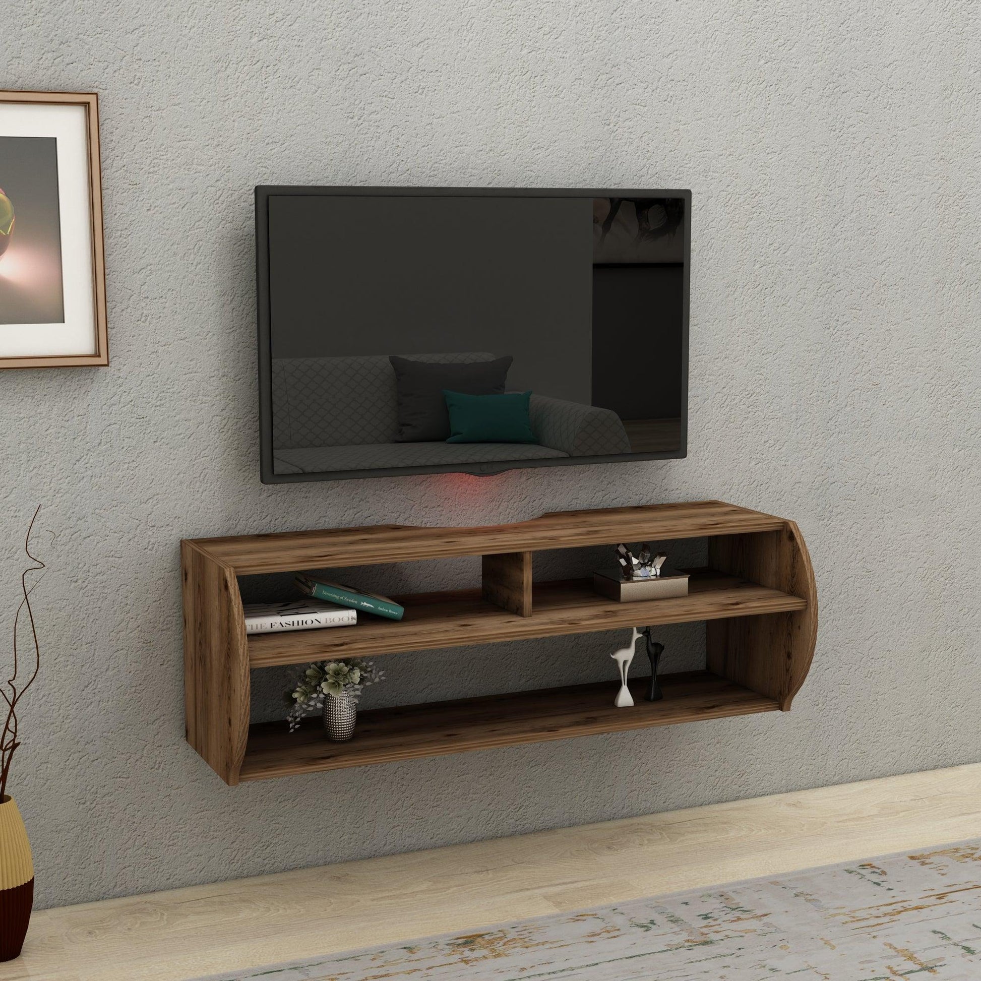 Berter Wall Mounted, Floating TV Stand with Storage Shelves - Destina Home, TV Stand, Media Console, TV cabinet, Wooden TV Stand, Media Stand, TV Lowboard, Entertainment Center, Wood TV Unit, TV Board, TV Table, Media Center, Living Room, Furniture