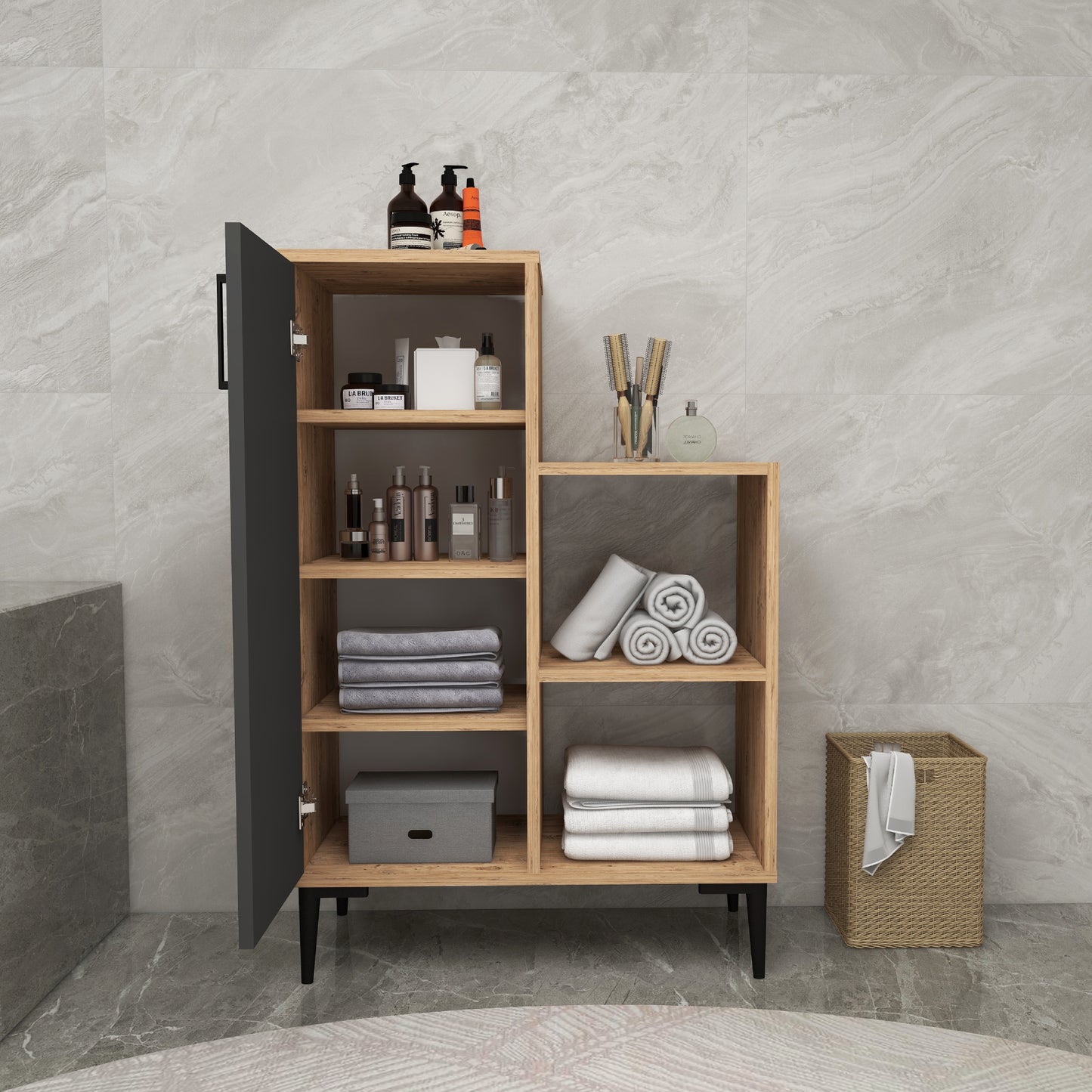 Beate Bathroom Cabinet with Shelves