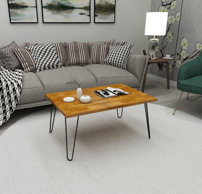 Century Solid Wood Coffee Table with Metal Legs - Destina Home