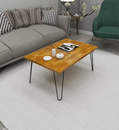 Century Solid Wood Coffee Table with Metal Legs - Destina Home