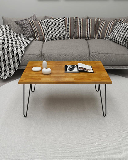 Century Solid Wood Coffee Table with Metal Legs - Destina Home