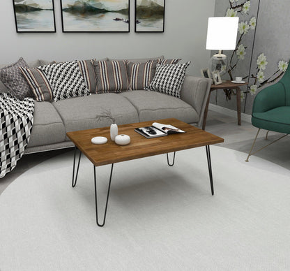 Century Solid Wood Coffee Table with Metal Legs - Destina Home