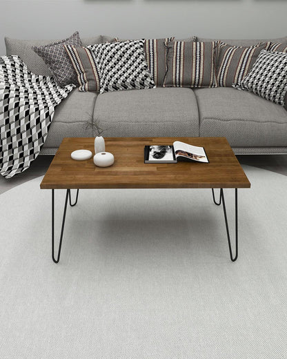 Century Solid Wood Coffee Table with Metal Legs - Destina Home